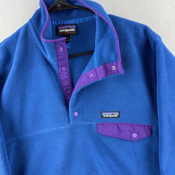 Patagonia Synchilla Snap T Sweater Mens Small Blue Fleece Pullover - Picture 2 of 16